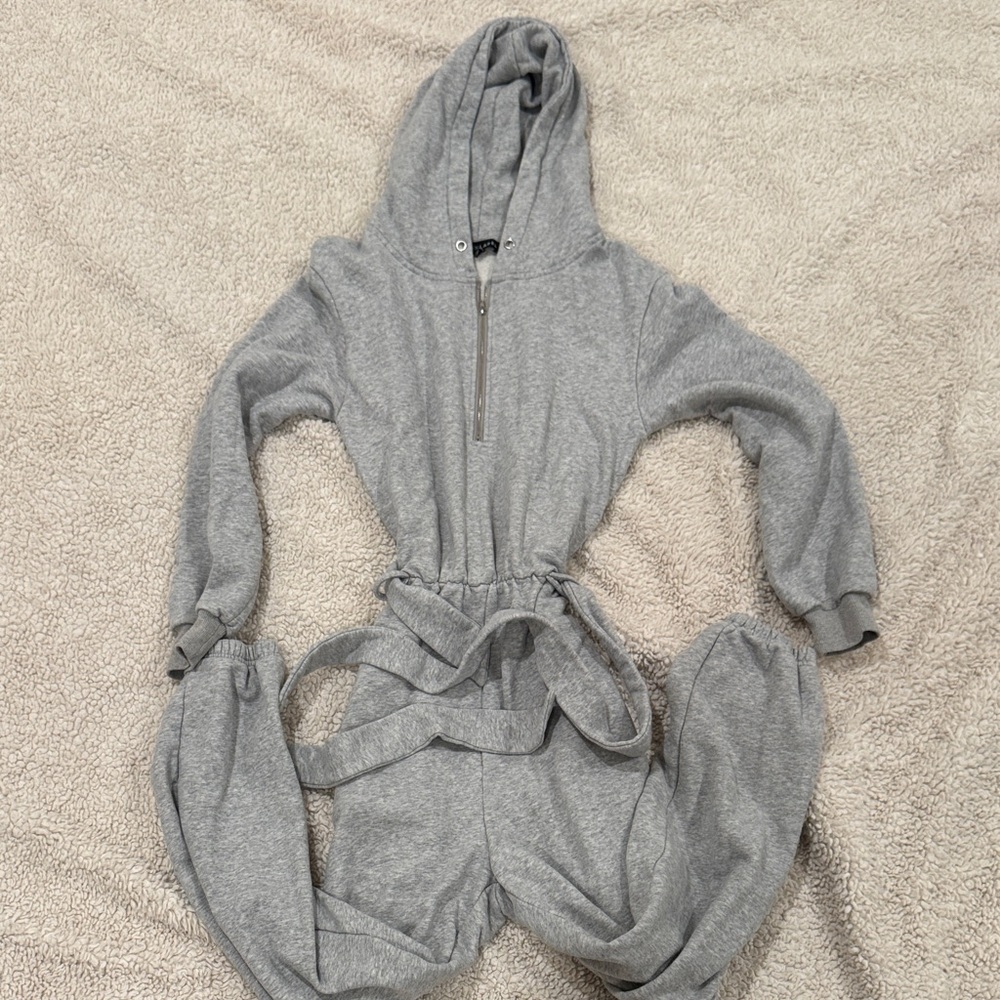 JLUXLABEL Gray Hooded Jumpsuit